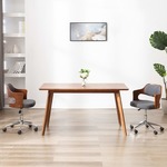 shumee Vrtljiv pisarniški stol siv ukrivljen les in blago