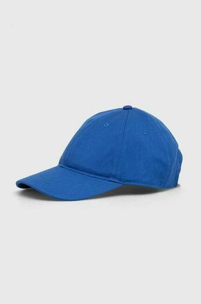 Bombažna bejzbolska kapa Lacoste - modra. Kapa s šiltom vrste baseball iz kolekcije Lacoste. Model izdelan iz bombažne tkanine.