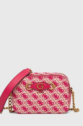 Torbica Guess rjava barva - roza. Majhna torbica iz kolekcije Guess. Model na zapenjanje