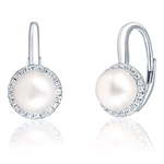JwL Luxury Pearls Elegantni srebrni uhani z biseri in cirkoni JL0640
