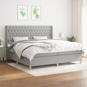 Box spring postelja z vzmetnico svetlo siva 200x200 cm blago - vidaXL - Siva - 95