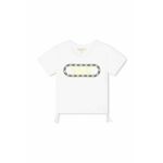 Otroška kratka majica Michael Kors bela barva - bela. Otroške kratka majica iz kolekcije Michael Kors. Model izdelan iz tanke, elastične pletenine. Model iz izjemno udobne tkanine z visoko vsebnostjo bombaža.
