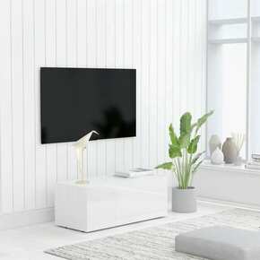 TV omarica visok sijaj bela 80x34x30 cm iverna plošča
