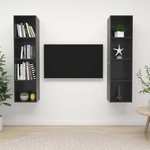 vidaXL Stenska TV omarica 2 kosa visok sijaj sive barve iverna plošča
