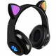 Volino LED RGB zložljive brezžične naglavne slušalke KITTY CAT - črne