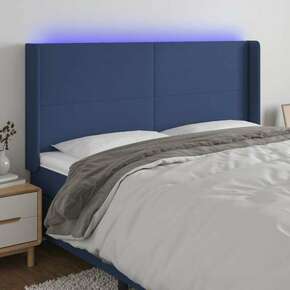 VidaXL LED posteljno vzglavje modro 183x16x118/128 cm blago