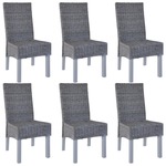 vidaXL Jedilni stoli 6 kosov Kubu ratan in mangov les sive barve