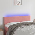 shumee LED posteljno vzglavje roza 144x5x78/88 cm žamet