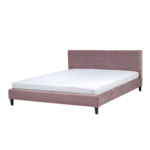 Beliani Oblazinjena postelja iz rožnatega žameta 180 x 200 cm FITOU