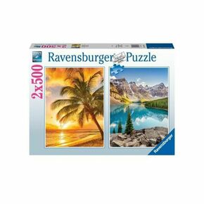 Sestavljanka puzzle ravensburger mountains &amp; beach 2 x 500 kosi