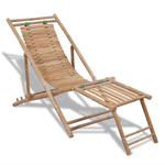 vidaXL Stol za sončenje iz bambusa z naslonjalm noge
