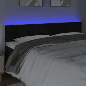 Vidaxl LED posteljno vzglavje črno 180x5x78/88 cm žamet