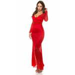 Amiatex Ženska obleka 73072, rdeča, XL
