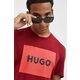 Bombažna kratka majica HUGO bordo barva - bordo. Ohlapna kratka majica iz kolekcije HUGO. Model izdelan iz tanke, elastične pletenine. Izjemno udoben material.