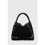 Usnjena torbica Sisley črna barva - črna. Majhna torbica iz kolekcije Sisley. Model na zapenjanje, izdelan iz naravnega usnja.