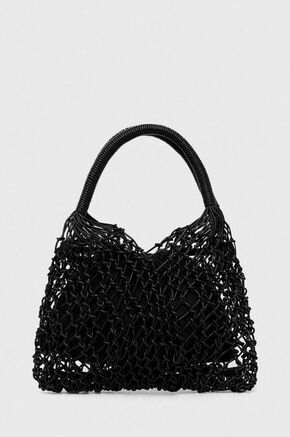 Usnjena torbica Sisley črna barva - črna. Majhna torbica iz kolekcije Sisley. Model na zapenjanje