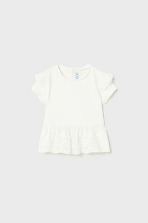 Kratka majica za dojenčka Mayoral bela barva - bela. Kratka majica za dojenčka iz kolekcije Mayoral. Model izdelan iz enobarvne pletenine.