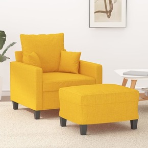 VidaXL Fotelj s stolčkom za noge svetlo rumen 60 cm blago