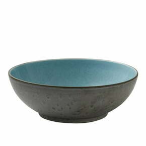 Skleda za solato iz sive keramike z notranjo glazuro v svetlo modri barvi Bitz Mensa