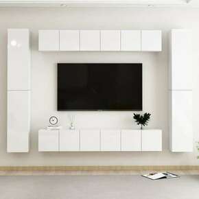 Vidaxl Komplet TV omaric 10-delni visok sijaj bela iverna plošča