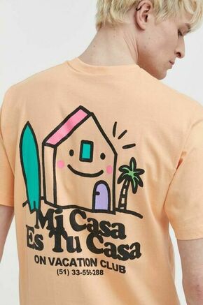 Bombažna kratka majica On Vacation Mi Casa oranžna barva