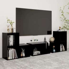 Shumee Komplet TV omaric 6-delni črna iverna plošča