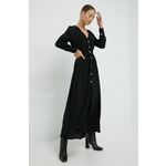 Obleka Sisley črna barva, - črna. Obleka iz kolekcije Sisley. Raven model izdelan iz enobarvne tkanine.