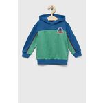 Otroški pulover United Colors of Benetton s kapuco - modra. Otroški pulover s kapuco iz kolekcije United Colors of Benetton, izdelan iz elastične pletenine. Model iz mehke in na otip prijetne tkanine.