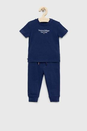 Komplet za dojenčka Tommy Hilfiger mornarsko modra barva - mornarsko modra. Komplet za dojenčke iz kolekcije Tommy Hilfiger. Model izdelan iz pletenine.