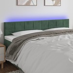 vidaXL LED posteljno vzglavje temno zeleno 160x5x78/88 cm žamet