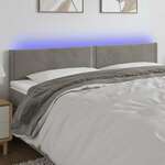 Greatstore LED posteljno vzglavje svetlo sivo 180x5x78/88 cm žamet