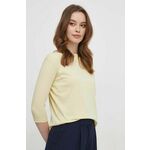 Kratka majica Sisley ženski, rumena barva - rumena. Lahkotna majica iz kolekcije Sisley, izdelana iz tanke, elastične pletenine. Zaradi vsebnosti modala je pletenina mehka na otip in ima za kožo prijetno teksturo.