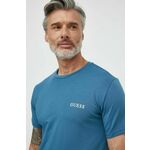 Kratka majica Guess moški, mornarsko modra barva - mornarsko modra. Kratka majica iz kolekcije Guess, izdelana iz tanke, elastične pletenine. Model iz mehke in na otip prijetne tkanine.
