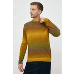 Volnen pulover Sisley moški, rumena barva, - rumena. Pulover iz kolekcije Sisley. Model z okroglim izrezom, izdelan iz volnene pletenine.