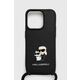 Etui za telefon Karl Lagerfeld iPhone 15 Pro 6.1 črna barva - črna. Etui za IPhone iz kolekcije Karl Lagerfeld. Model izdelan iz plastike.