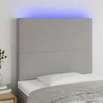 Vidaxl LED posteljno vzglavje svetlo sivo 80x5x118/128 cm blago