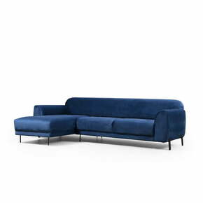 Modri kotni raztegljiv kavč z žametno površino Artie Image