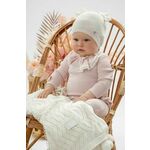 Bombažna kapa za dojenčka Jamiks AKAB bela barva - bela. Kapa iz kolekcije Jamiks. Model izdelan iz enobarvne pletenine.