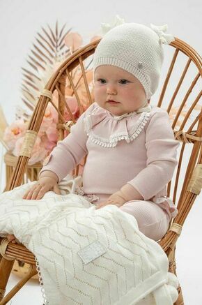 Bombažna kapa za dojenčka Jamiks AKAB bela barva - bela. Kapa iz kolekcije Jamiks. Model izdelan iz enobarvne pletenine.