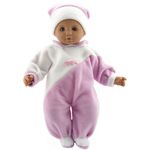 Teddies dojenček v roza-beli oblekici s kapo, 50 cm