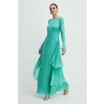 Svilena obleka Luisa Spagnoli RUNWAY COLLECTION zelena barva, 541121 - zelena. Obleka iz kolekcije Luisa Spagnoli. Model izdelan iz enobarvne tkanine. Model je izdelan iz zračne svilene tkanine.