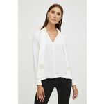 Majica Elisabetta Franchi ženska, bela barva - bež. Bluza iz kolekcije Elisabetta Franchi, izdelana iz enobarvne tkanine. Model iz zračne viskozne tkanine.