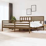 Greatstore Okvir za posteljo, medeno rjava, masivni les, 200 x 200 cm