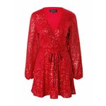 Obleka Bardot rdeča barva, - rdeča. Obleka iz kolekcije Bardot. Nabran model izdelan iz tanke, elastične pletenine.