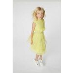 Otroška obleka Karl Lagerfeld rumena barva - rumena. Otroški obleka iz kolekcije Karl Lagerfeld. Nabran model, izdelan iz enobarvne tkanine.