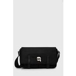 Torbica Karl Lagerfeld črna barva - črna. Majhna torbica iz kolekcije Karl Lagerfeld. na zapenjanje, model izdelan iz kombinacije tekstilnega materiala in ekološkega usnja.
