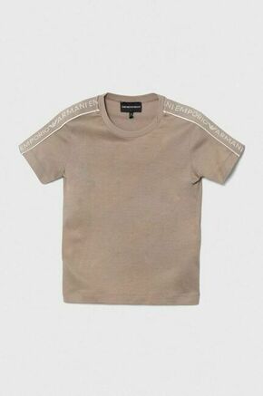 Bombažna kratka majica Emporio Armani rjava barva - rjava. Otroške kratka majica iz kolekcije Emporio Armani