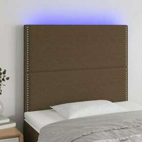 Greatstore LED posteljno vzglavje temno rjavo 90x5x118/128 cm blago