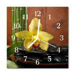 tulup.si Steklena kvadratna ura Bamboo orhideja 30x30