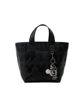 Torbica Desigual x Disney črna barva - črna. Velika nakupovalna torbica iz kolekcije Desigual. Model na zapenjanje